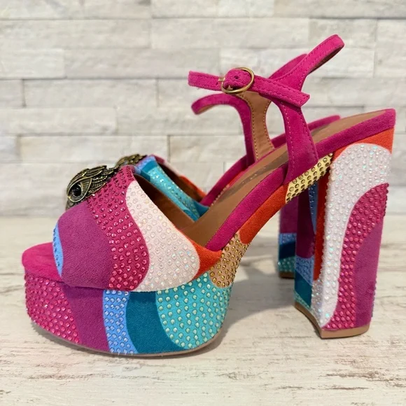 Kurt Geiger London SZ 38.5 Kensington Glitz Wavy  Rhinestone Platform Sandals - Picture 4 of 14